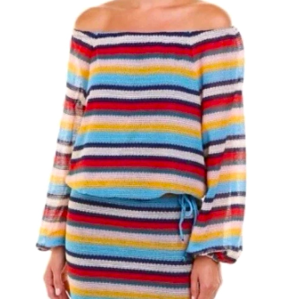 Parker • Multi Color Striped Off The Shoulder Bubble Blouse